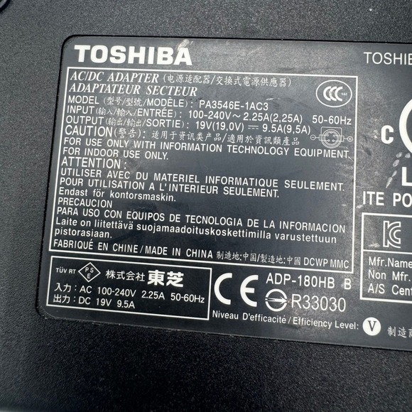 Toshiba Laptop AC Adapter ADP-180HB B 19V 9.5A Power Supply PA3546E-1AC3 4 Pin - Picture 3 of 6